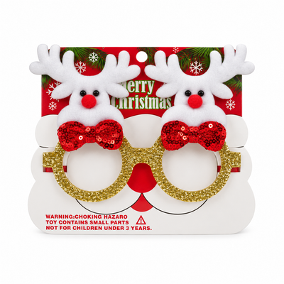 Christmas Reindeer Glitter Novelty Glasses | Mr Panda