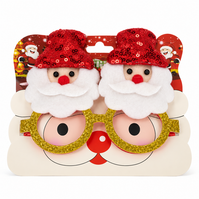 Christmas Santa Novelty Glasses – Gold Glitter | Mr Panda