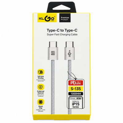 K L Go S-135 USB-C 60W Charging Cable 1m | Mr Panda