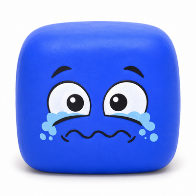 Blue Crying Face Cube Squeeze Ball | Mr Panda