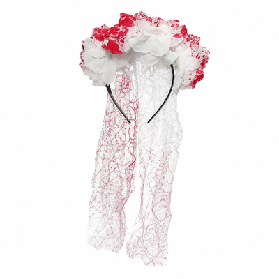 Halloween Bloody Rose Veil Headband