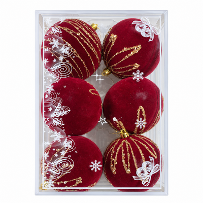 Maroon & Gold Christmas Baubles Set of 6 | Mr Panda