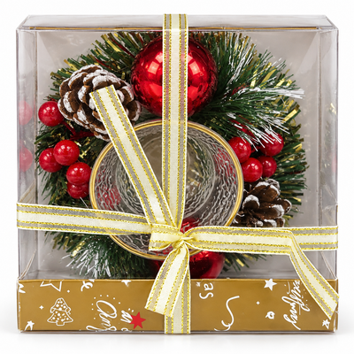 Christmas Candle Holder with Pinecones & Baubles | Mr Panda