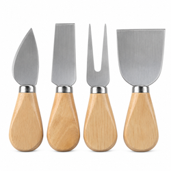 4-Piece Cheese Knife Set with Wooden Handles | Mr Panda