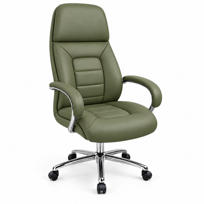 High-Back Padded Office Chair with Armrests | MrPanda