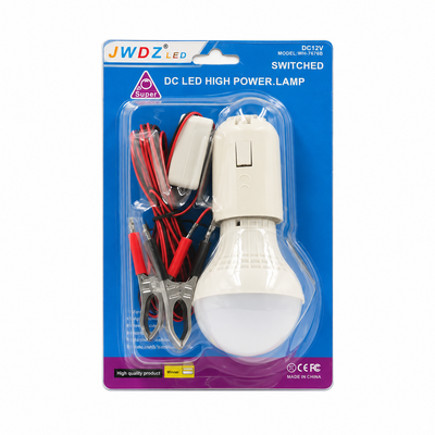 JWDZ DC 12V LED High Power Lamp with Switch and Battery Clamps