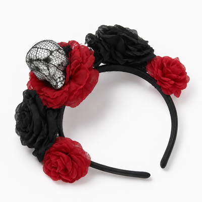 Halloween Skull & Rose Headband – Gothic Costume Accessory