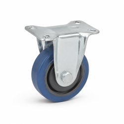 3-Inch Blue Elastic Fixed Caster Wheel – Plate Mount