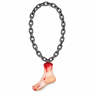 Halloween Hanging Bloody Severed Foot with Chain