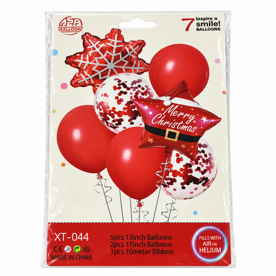 Christmas Balloon Set 7 Pack with Ribbon | Mr Panda