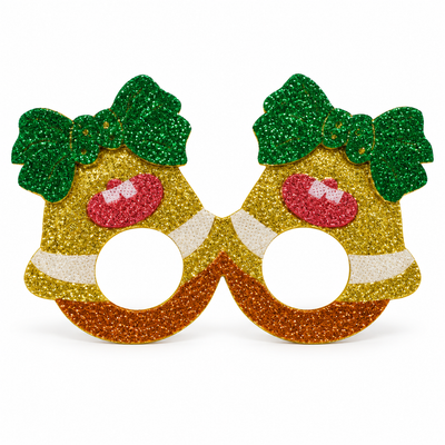 Christmas Bell Glitter Novelty Glasses | Mr Panda