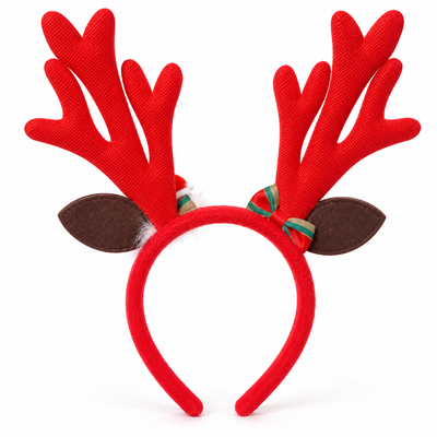 Red Christmas Reindeer Antler Headband | Mr Panda