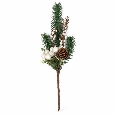 Christmas Pine Pick with Pinecone & White Berries | Mr Panda