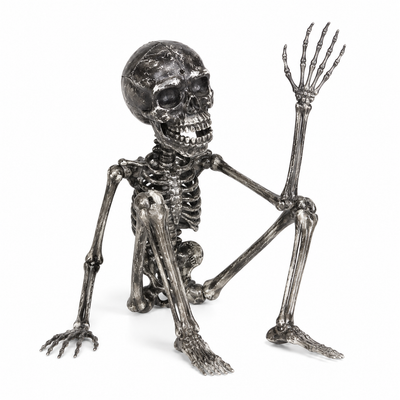Giant Poseable Halloween Skeleton Decoration – Black & Silver
