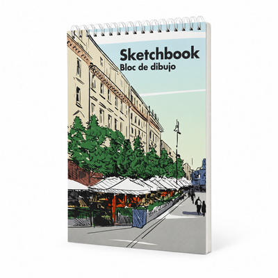 Spiral-Bound Sketchbook with City Scene Cover