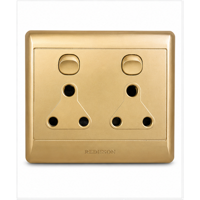 Redisson Double Wall Socket 4x4 Gold – Twin Switched Outlet