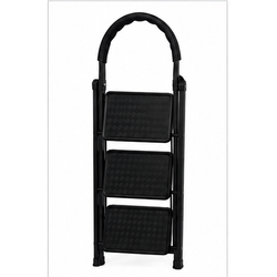 3-Step Folding Ladder with Safety Handrail | Foldable Steel Step Ladder