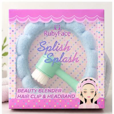 RubyFace Splish Splash Beauty Headband & Facial Cleansing Brush Set – Skincare Hair Clip & Face Wash Accessories